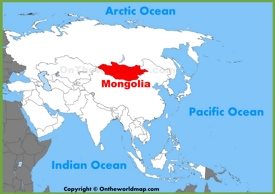 Mongolia location on the Asia map