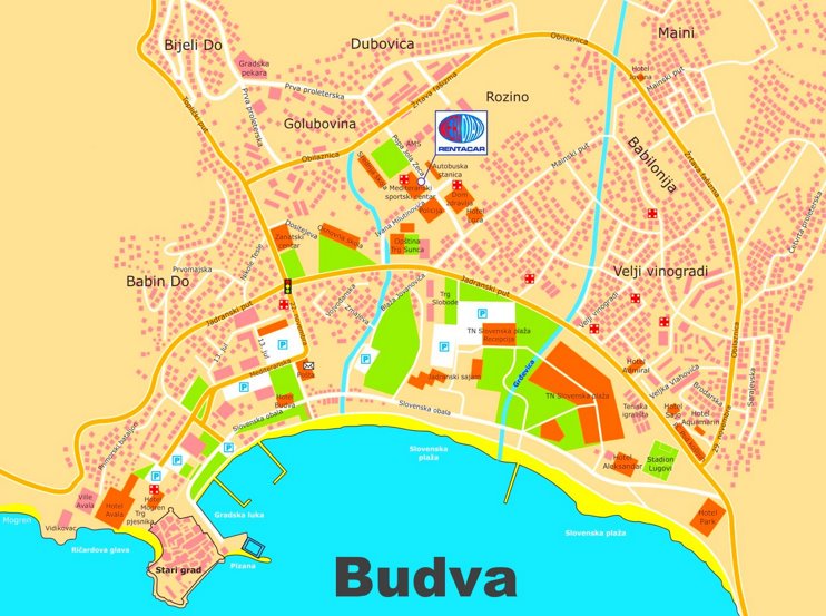 Budva tourist map