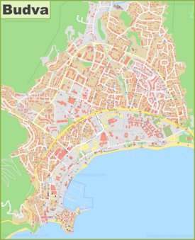 Large detailed map of Budva