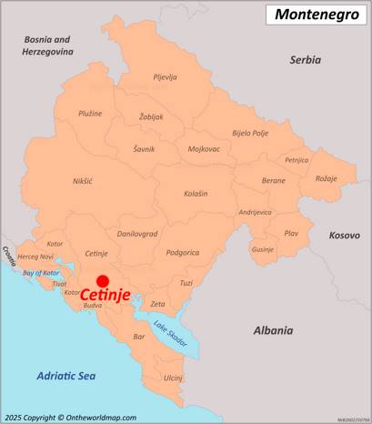 Cetinje Location on the Montenegro Map