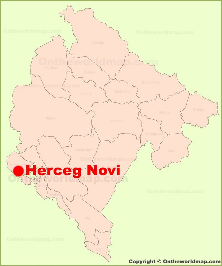 Herceg Novi location on the Montenegro map