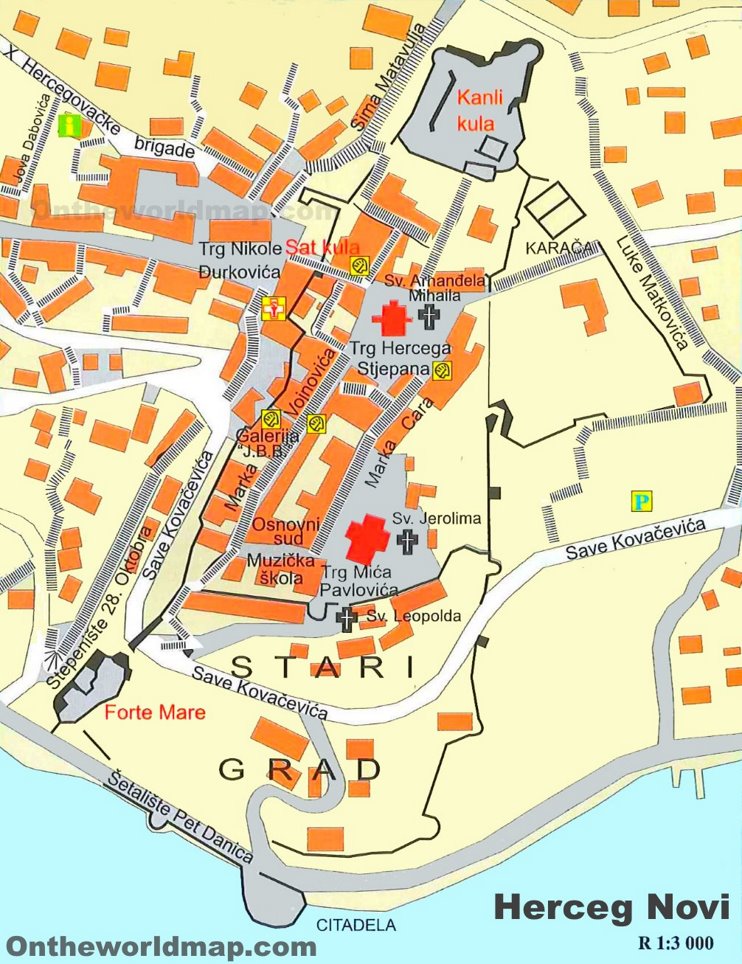 Herceg Novi Old Town map