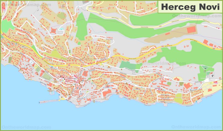 Large detailed map of Herceg Novi