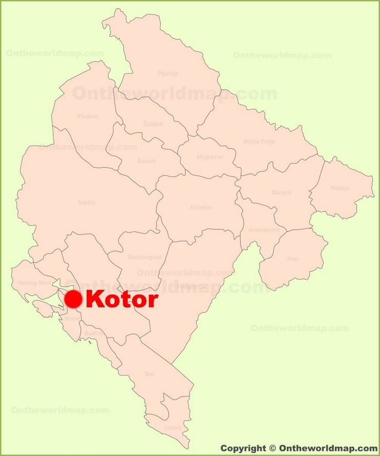 Kotor location on the Montenegro map