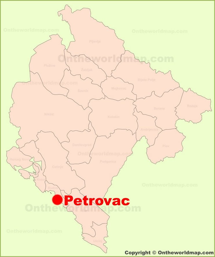 Petrovac location on the Montenegro map