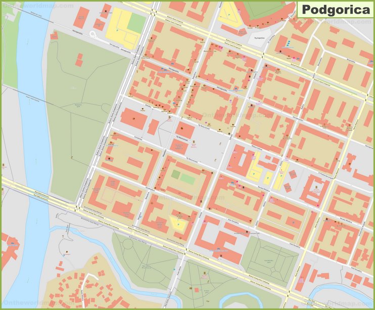 Podgorica city center map