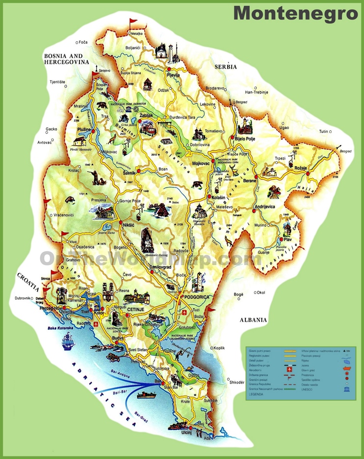 Montenegro Tourist Map Max 