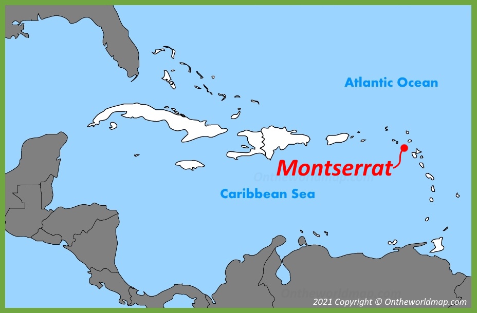 Montserrat location on the Caribbean Map