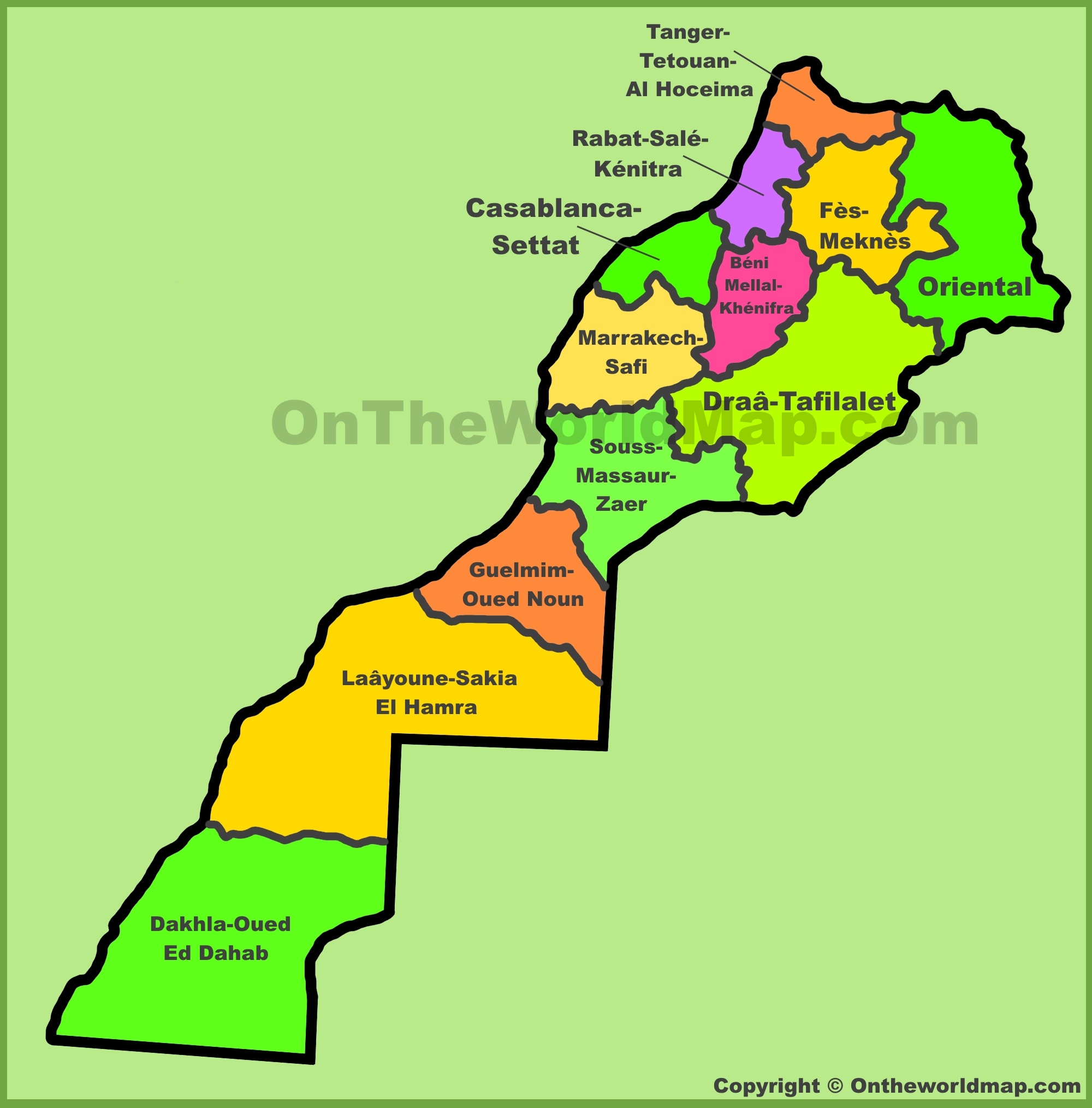 Administrative Divisions Map Of Morocco Ontheworldmap 14787 | The Best ...