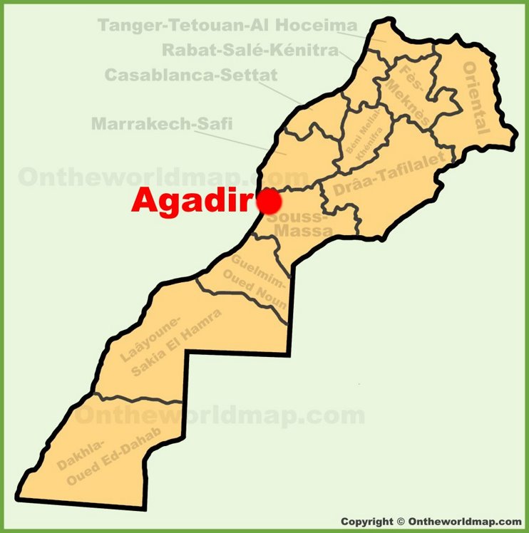 Agadir location on the Morocco map