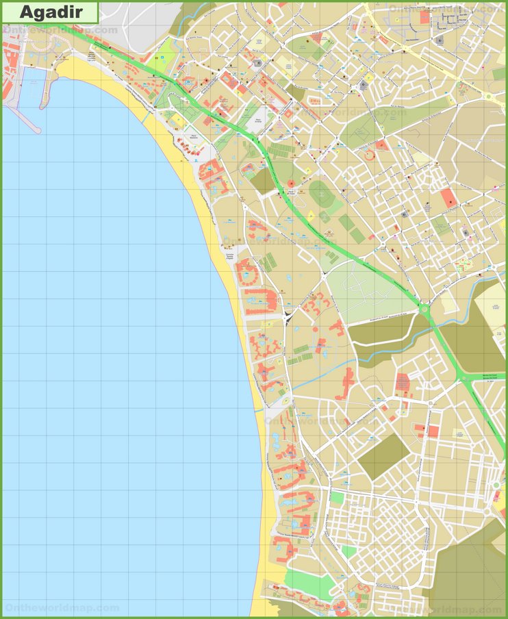 Detailed map of Agadir - Ontheworldmap.com