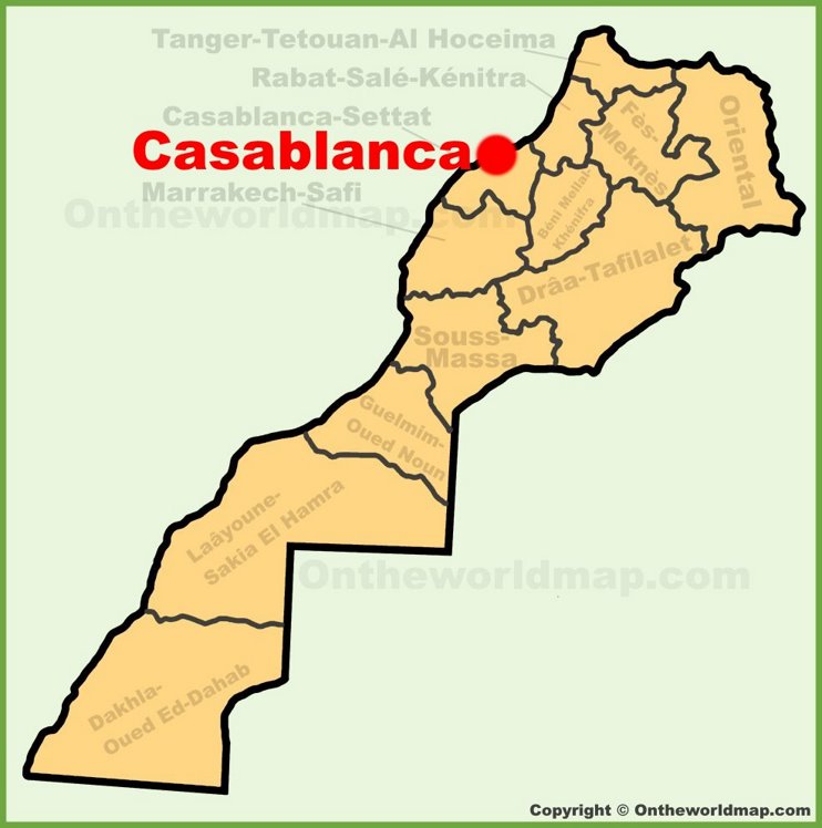 Casablanca location on the Morocco map