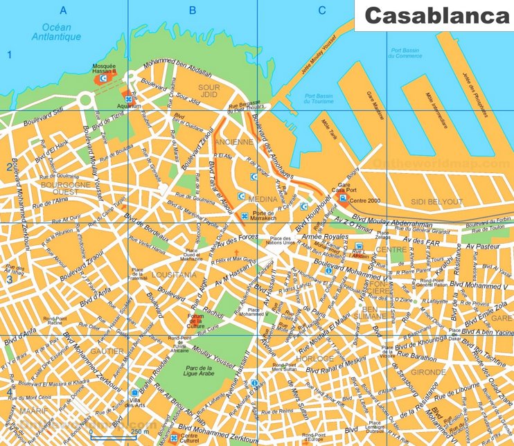 Casablanca sightseeing map