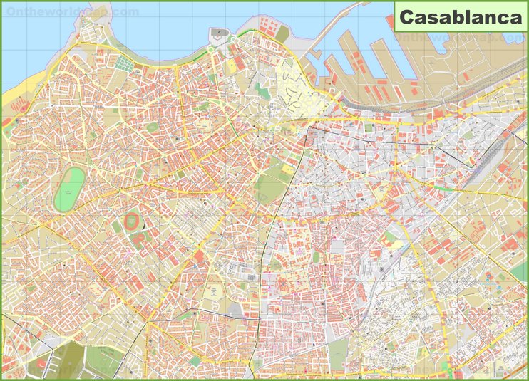 Detailed map of Casablanca