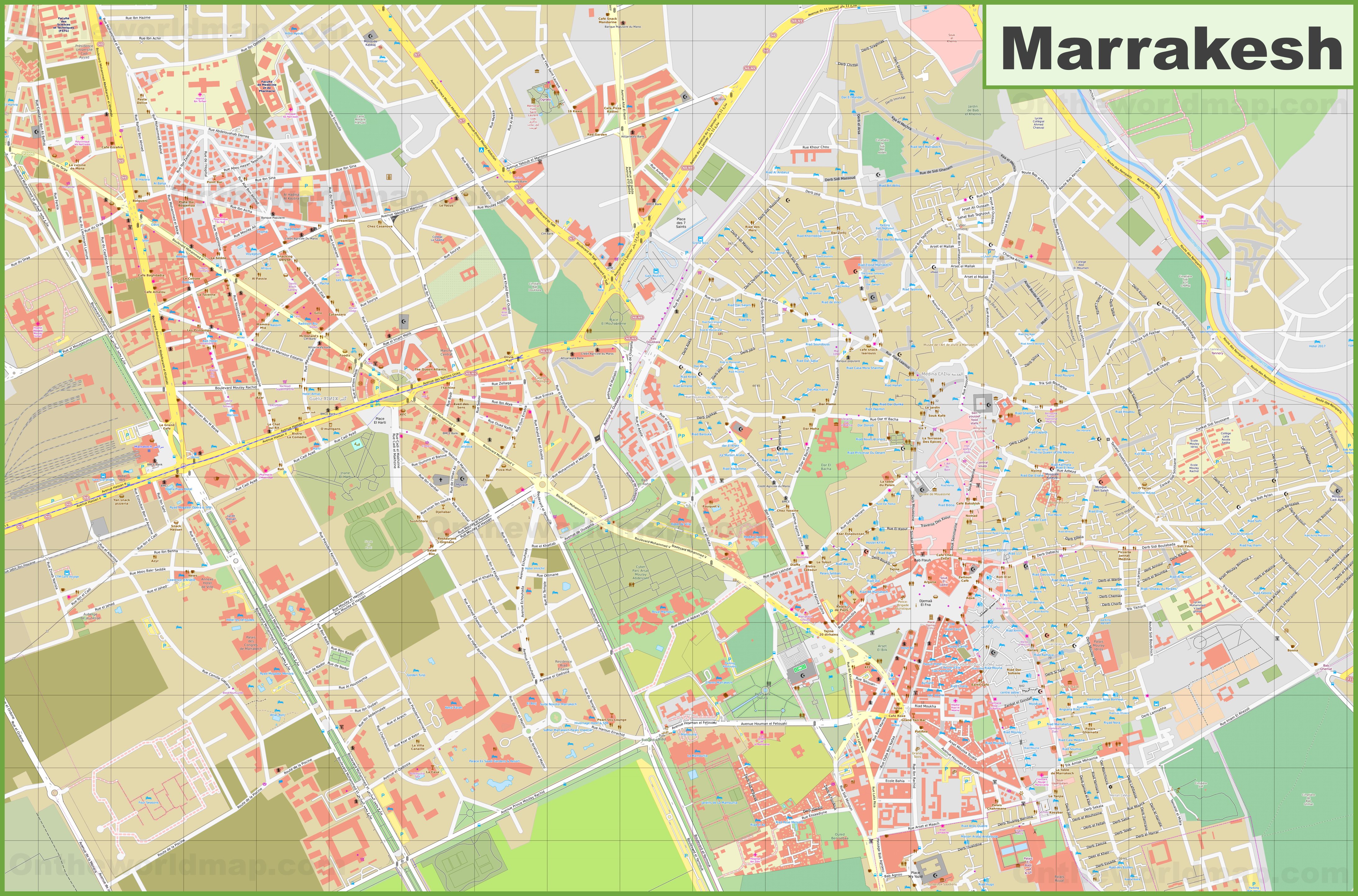 Detailed Map Of Marrakesh Detailed Map Of Marrakesh