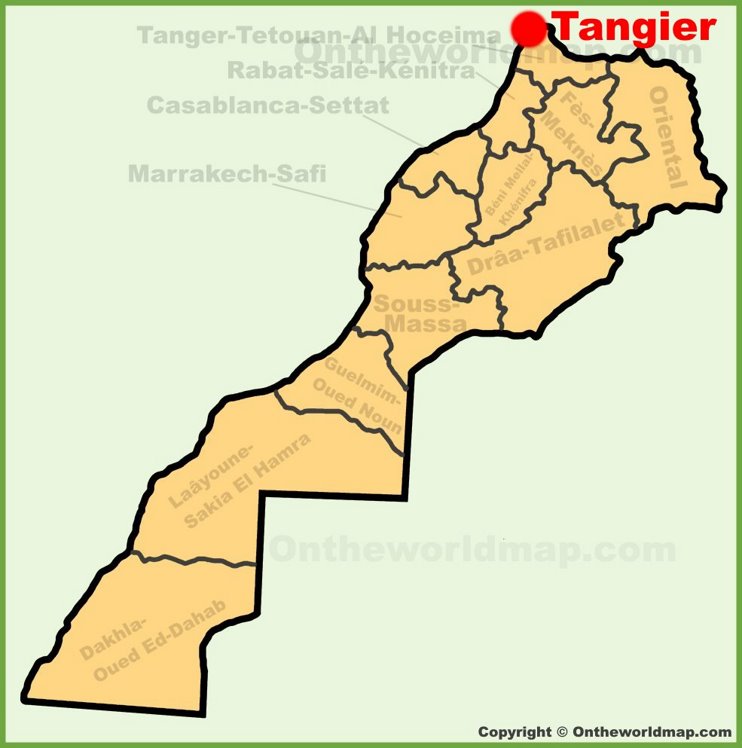 Tangier location on the Morocco map