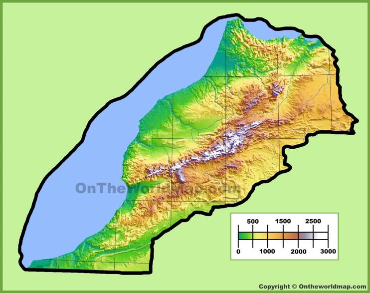 Morocco physical map