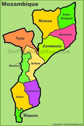 Administrative divisions map of Mozambique