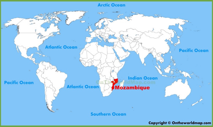 Mozambique location on the World Map