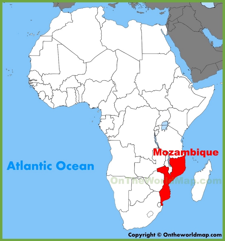 Mozambique location on the Africa map