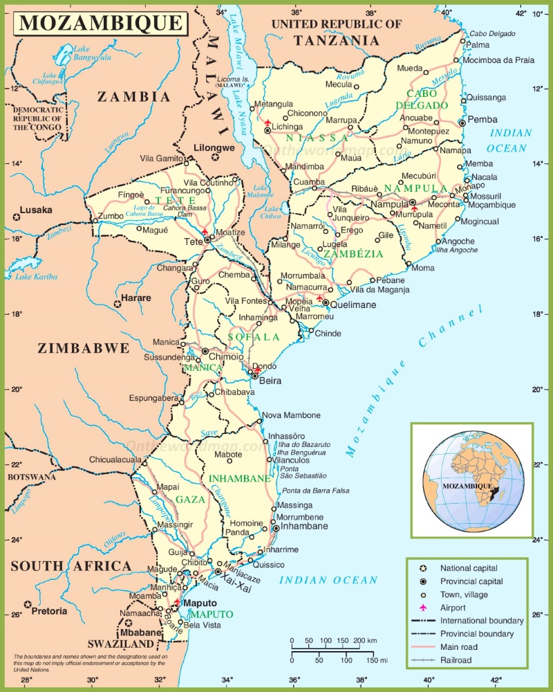 Mozambique political map