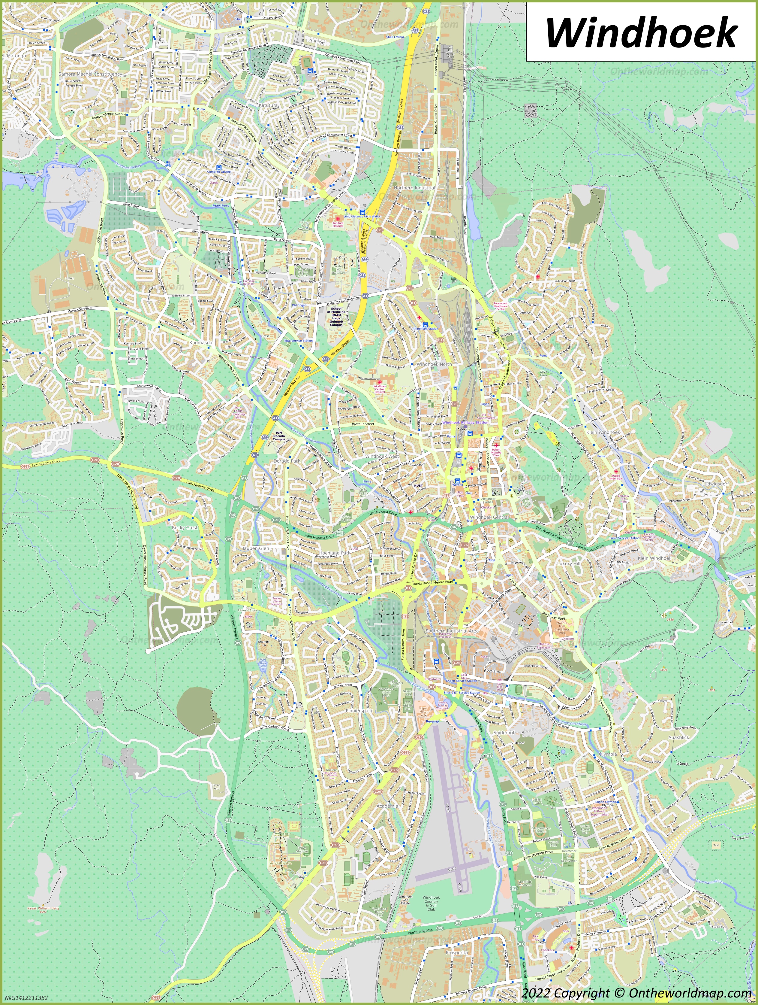 Windhoek Street Map Pdf Windhoek Map | Namibia | Detailed Maps Of Windhoek