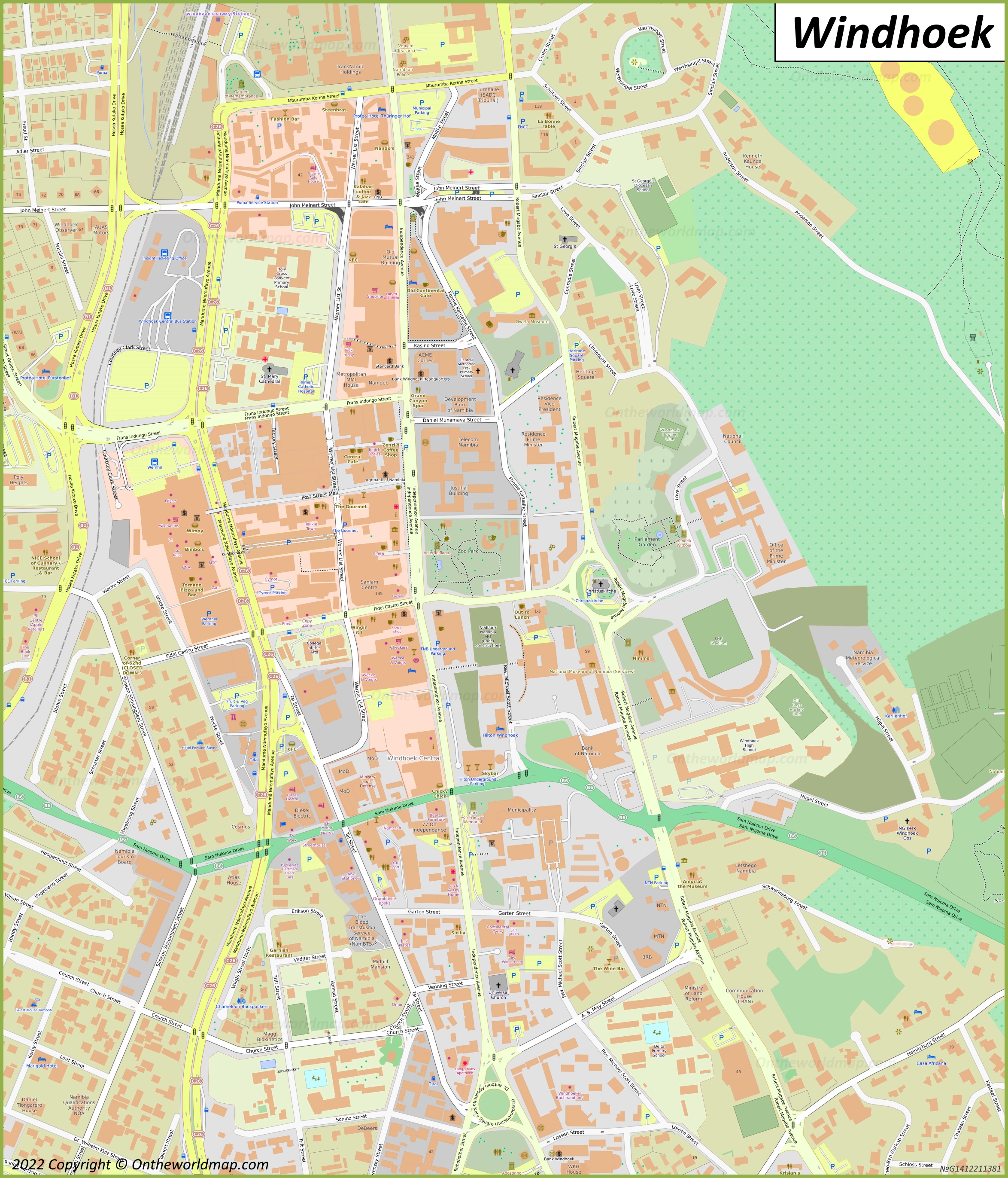 Windhoek City Centre Map