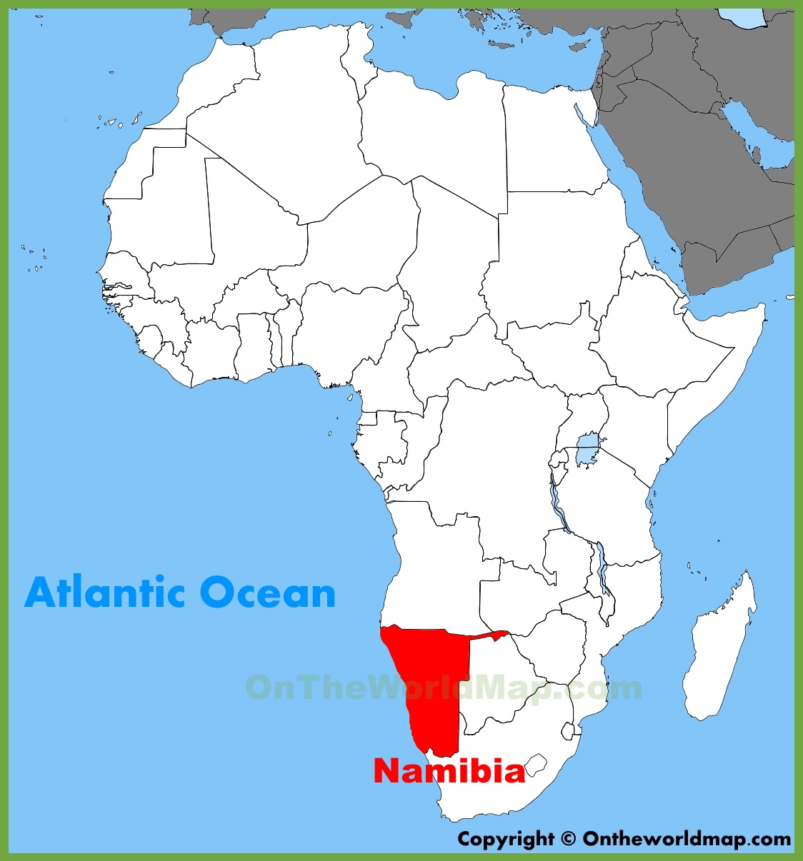 Namibia On The Map Of Africa Namibia Location On The Africa Map