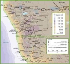 Namibia physical map