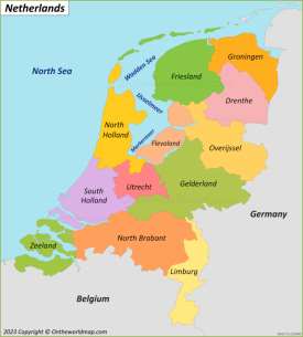 Administrative Divisions Map of Netherlands