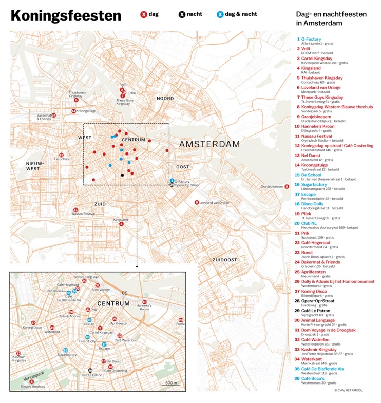 Amsterdam night clubs map