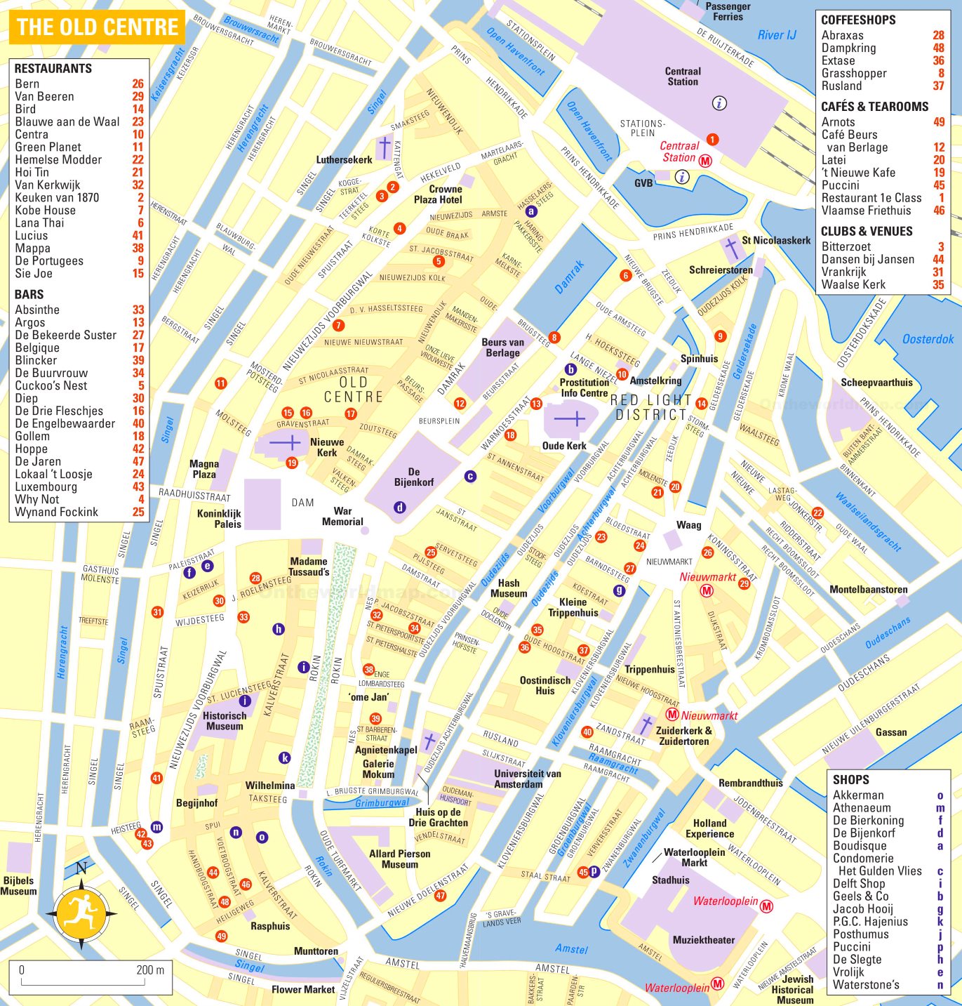 Amsterdam Old Town Map - Ontheworldmap.com