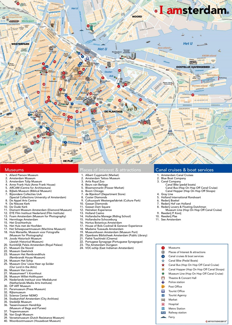 Amsterdam tourist attractions map