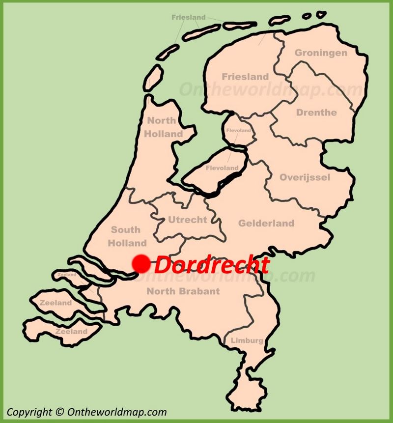 Dordrecht location on the Netherlands map