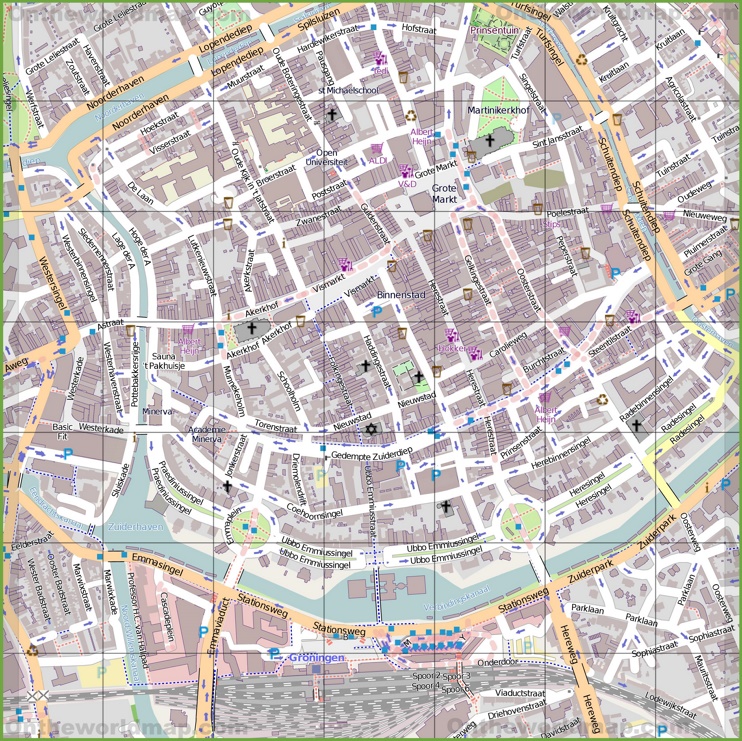 Groningen city center map - Ontheworldmap.com