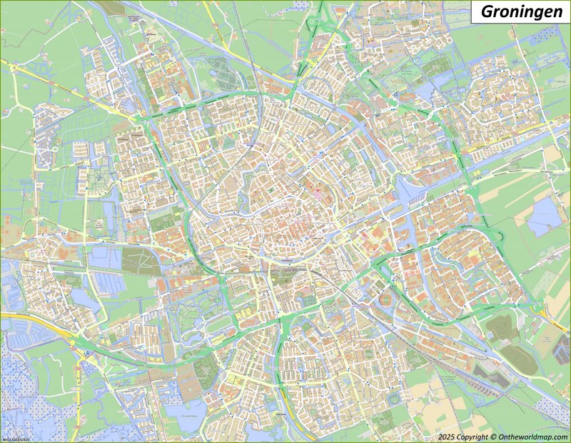 Large detailed map of Groningen