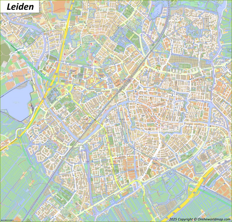 Large detailed map of Leiden