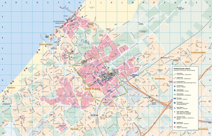 Large detailed tourist map of The Hague