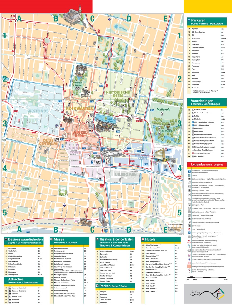 The Hague hotels and sightseeings map