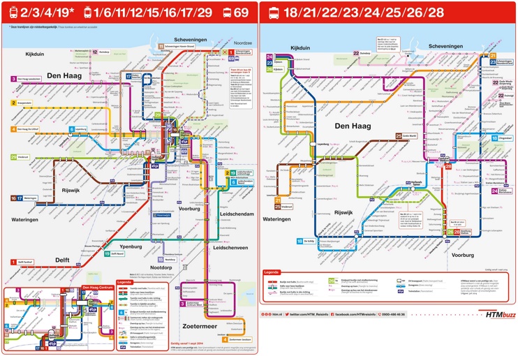 The Hague tram and bus map