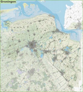 Large detailed topographic map of Groningen province
