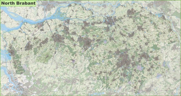 Large detailed topographic map of North Brabant