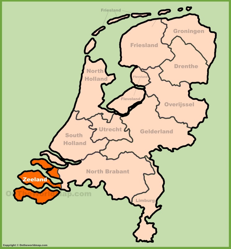 Zeeland location on the Netherlands map