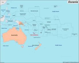 New Caledonia Location On The Oceania Map