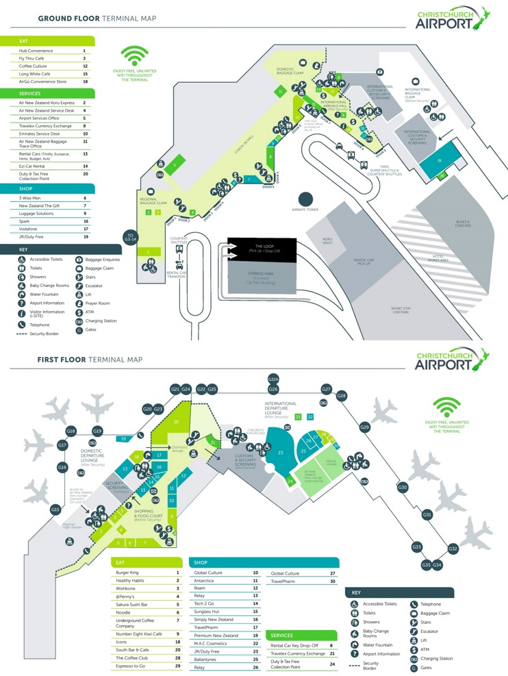 Christchurch airport map