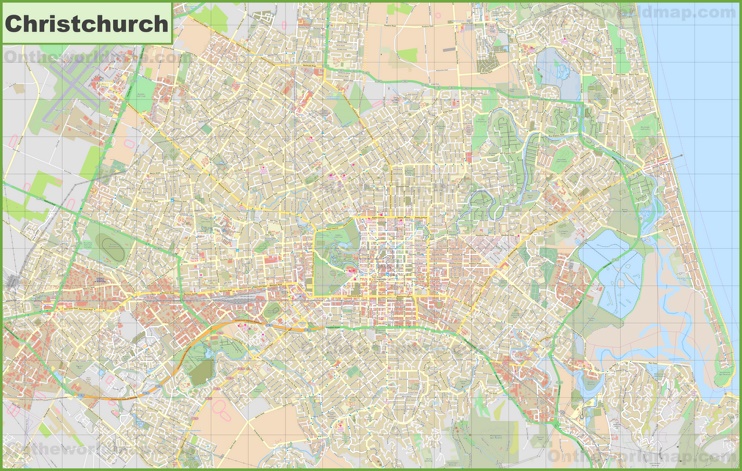 Large detailed map of Christchurch