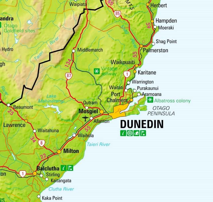 Dunedin area map