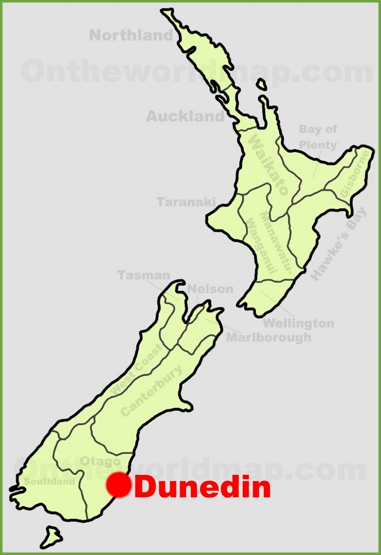 Dunedin location on the New Zealand Map