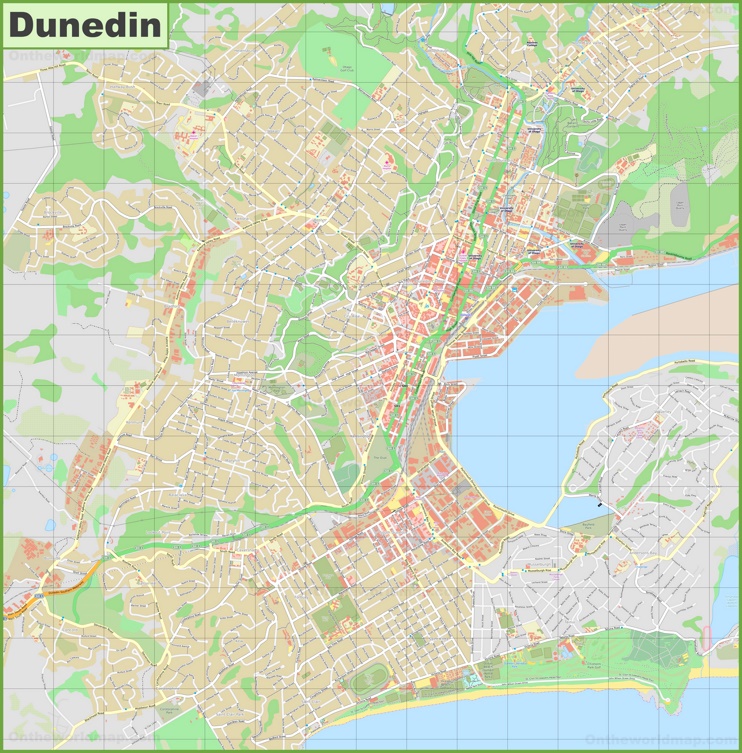 Large detailed map of Dunedin