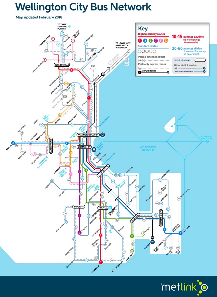 Wellington bus map